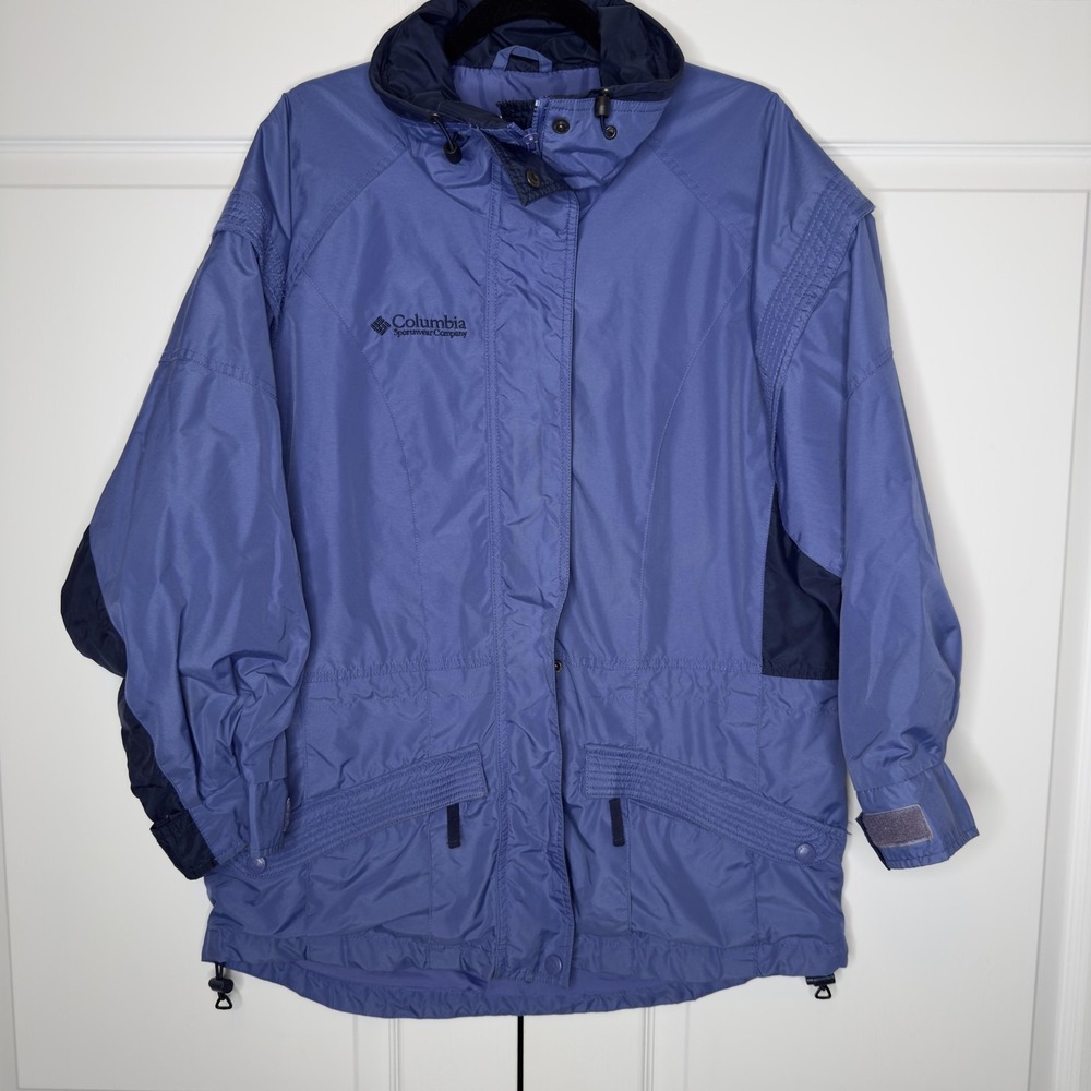 Vintage Columbia Jacket Womens Small Blue Hooded Parka Nylon Winter Outdoor